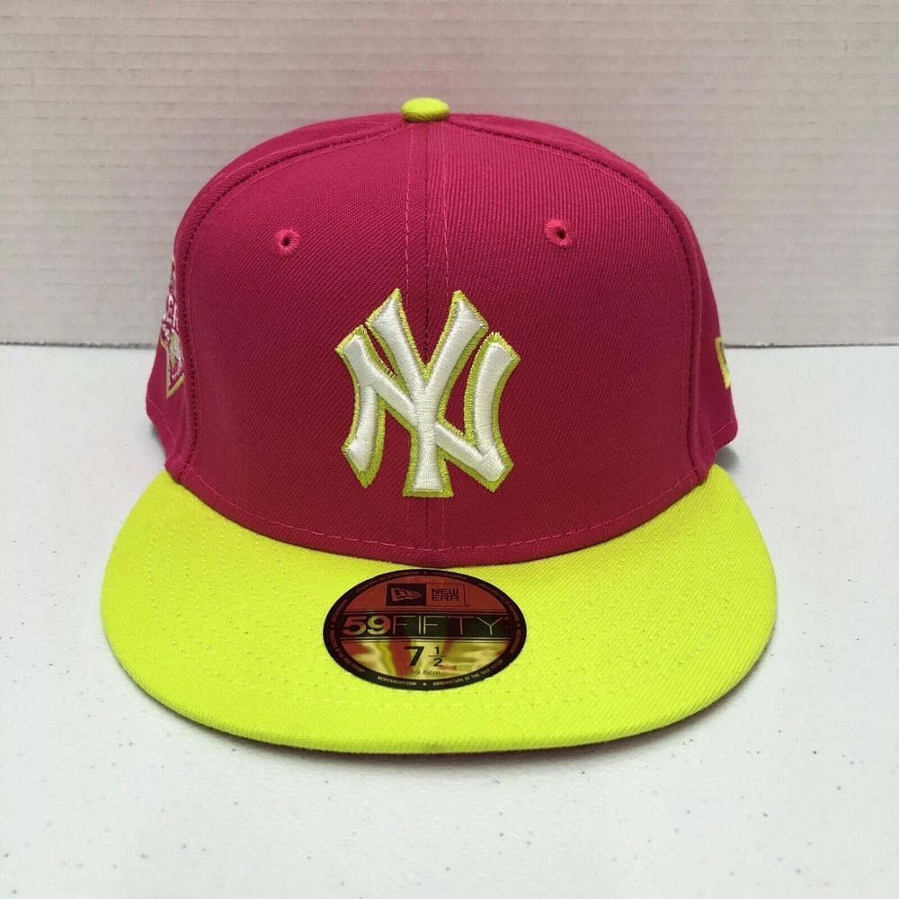 New York Yankees Hat Cap Fitted Mens 7 1/2 Pink MLB Baseball 59FIFTY New Era